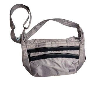 Lug Trooper Sling Bag with hidden cargo pockets on side in grey‎ with black NWT